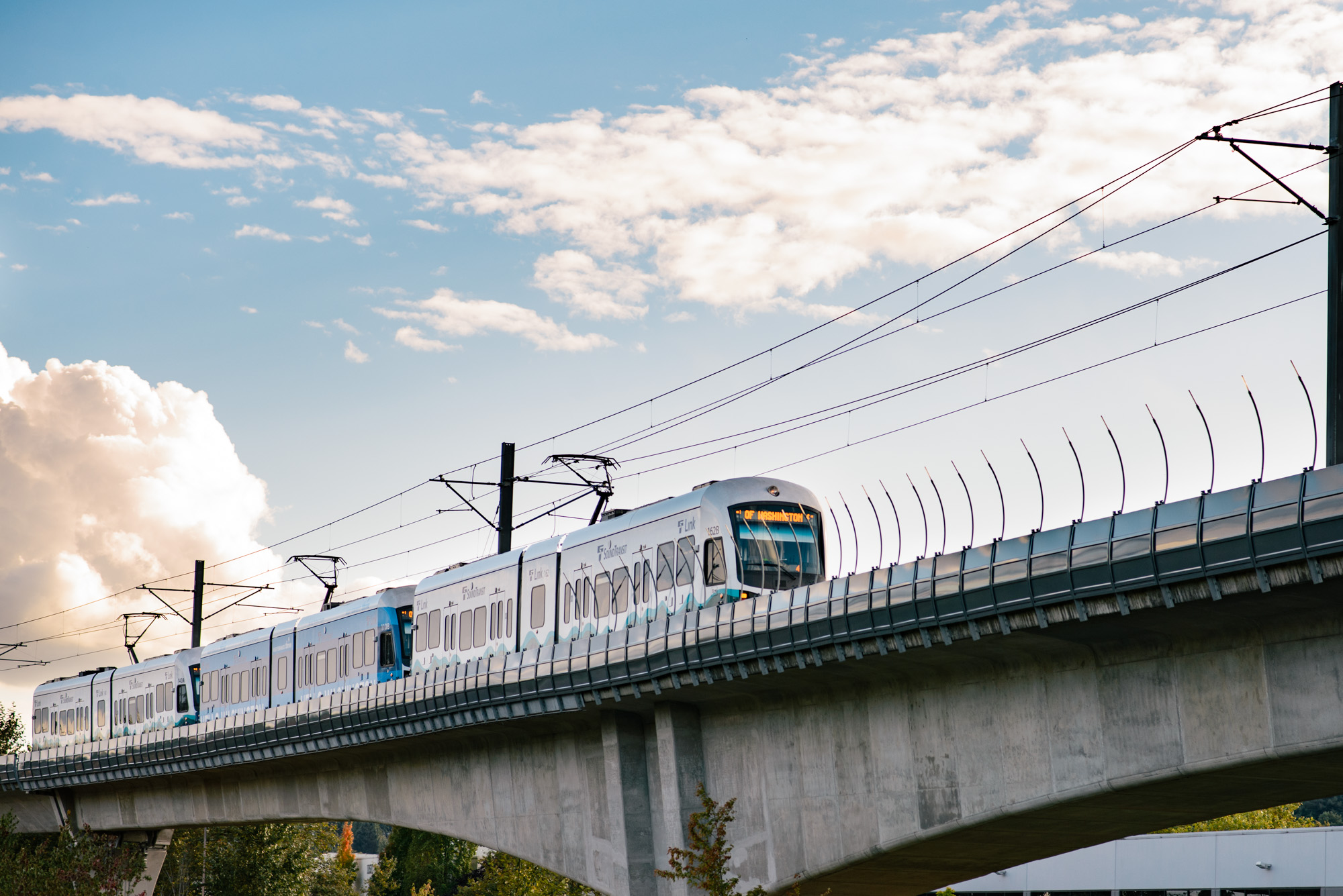 Sound Transit train on tracks